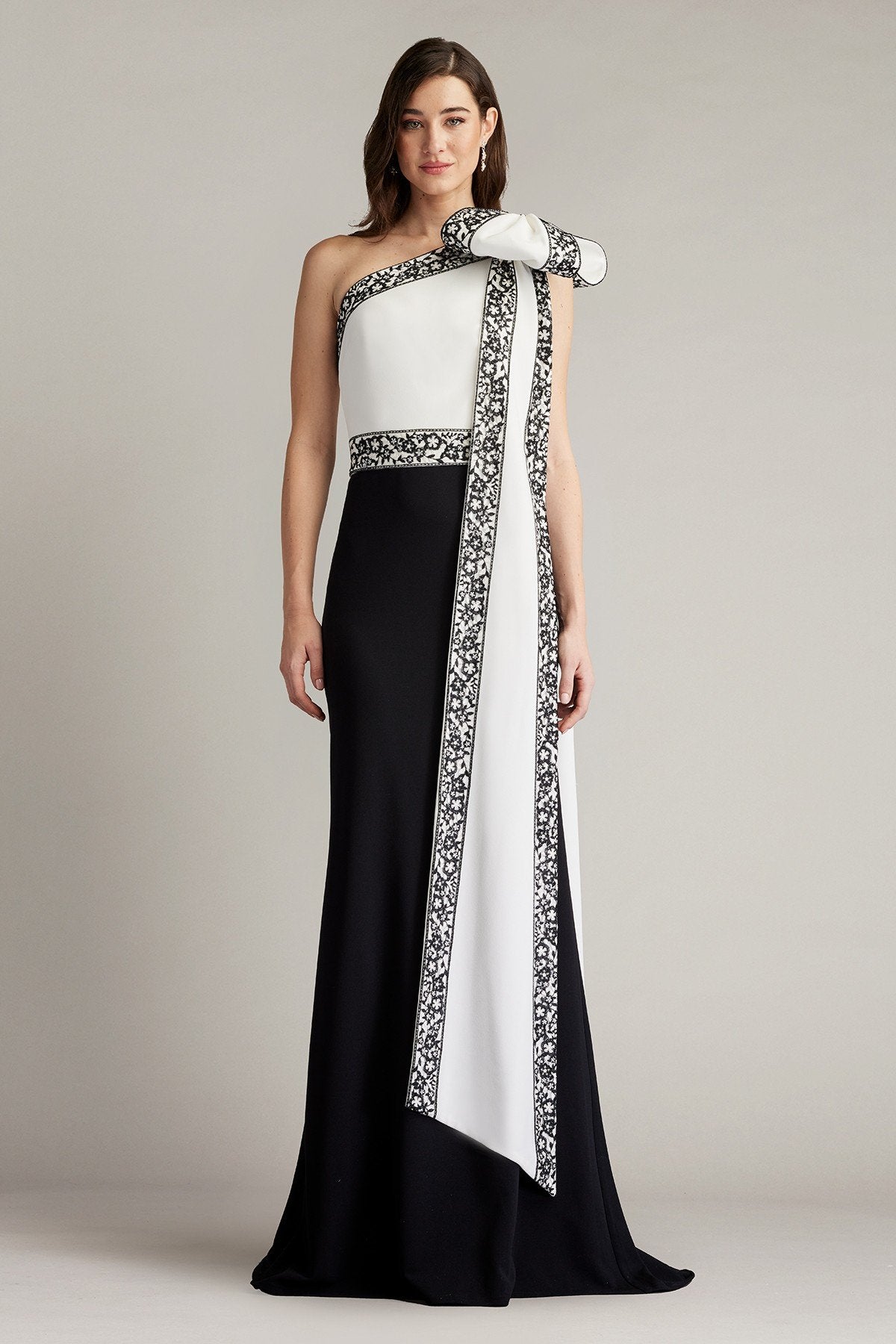 Domini Two-Tone Bow Shoulder Gown