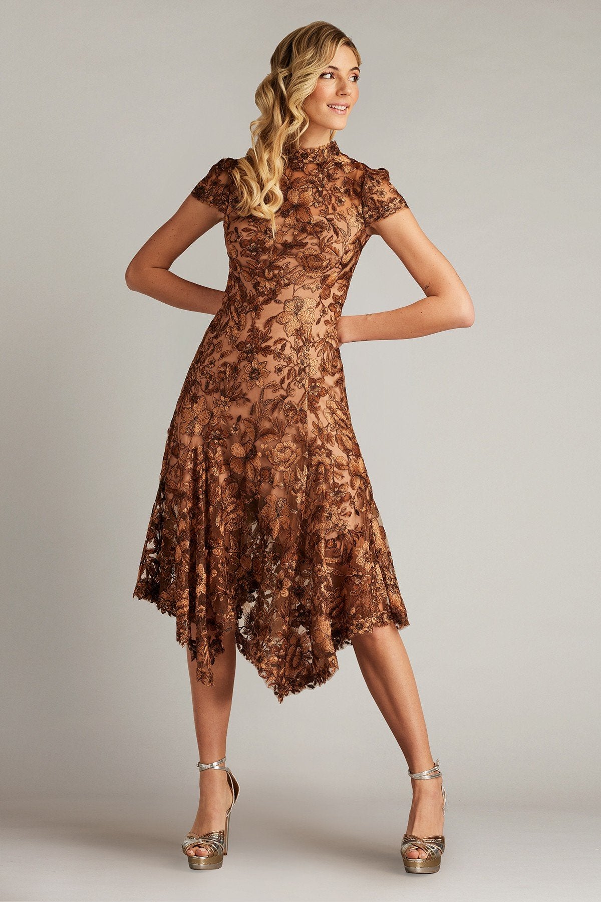 Fauna Embroidered Handkerchief Hem Dress