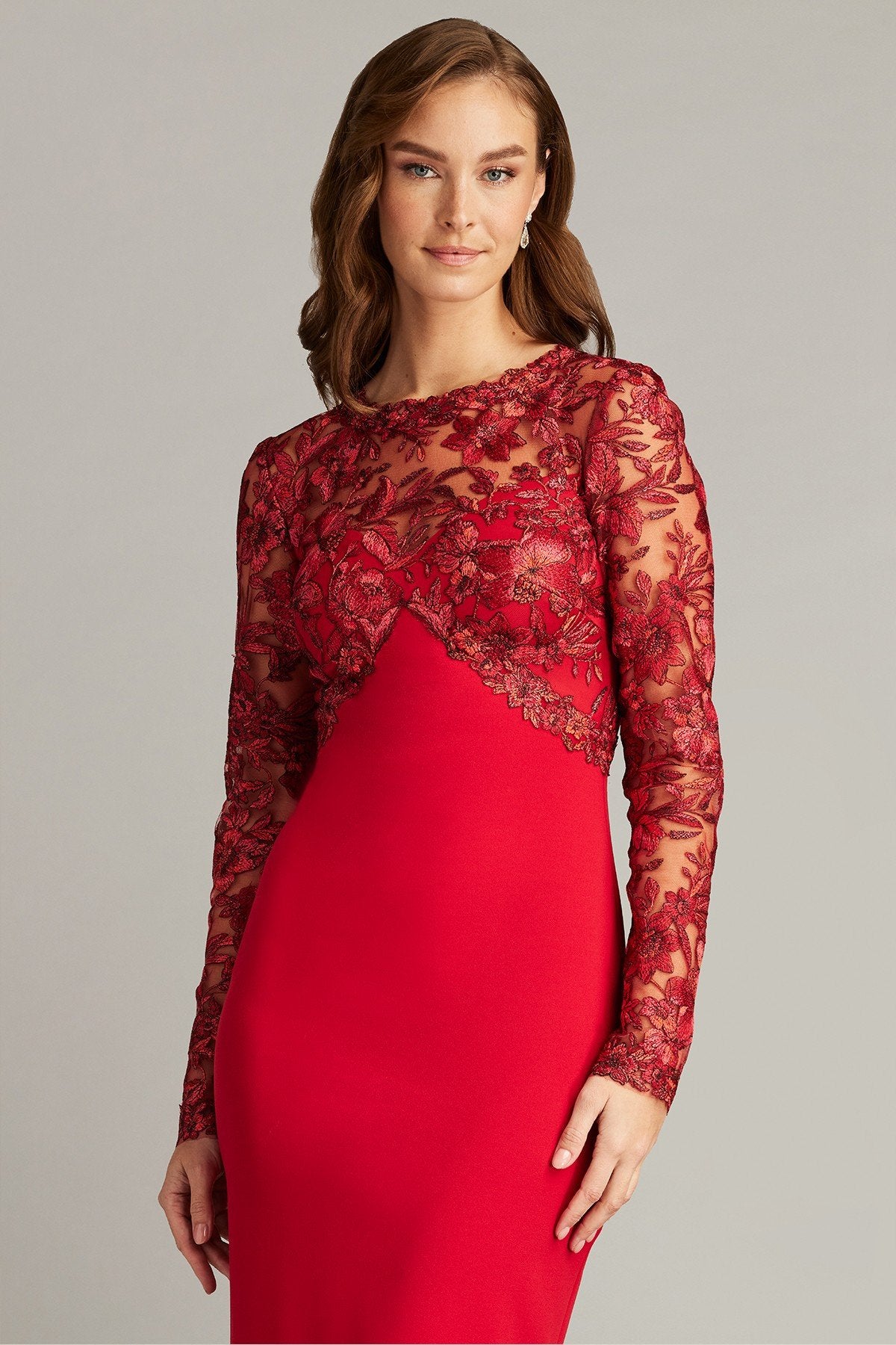 Ena Embroidered Tulle & Crepe Cocktail Dress