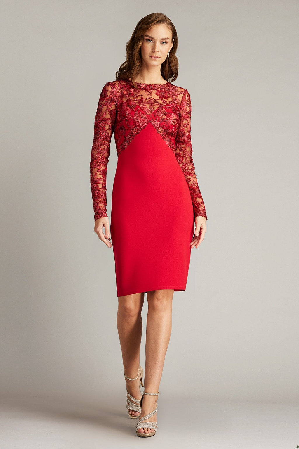 Ena Embroidered Tulle & Crepe Cocktail Dress