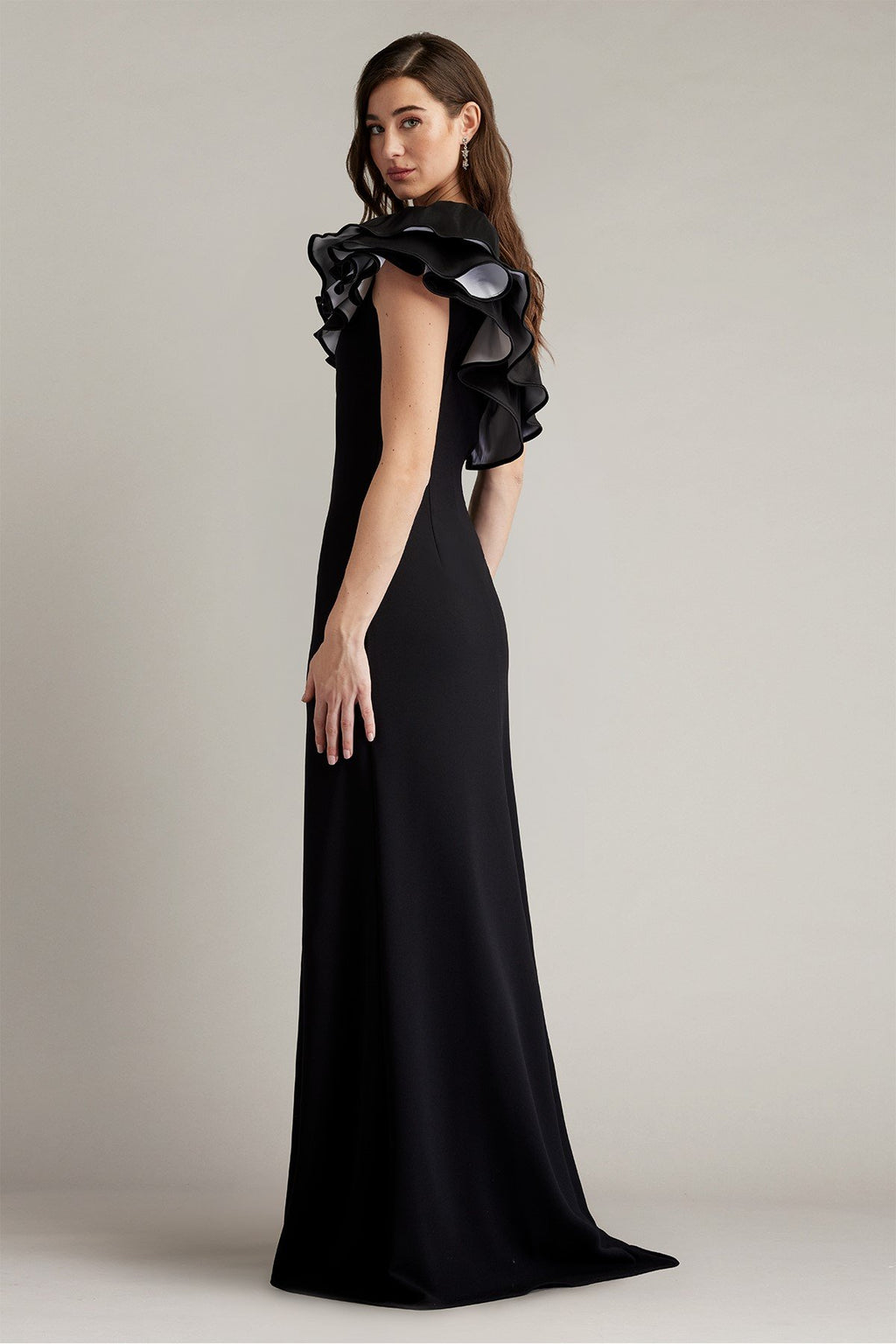 Roni One-Shoulder Ruffle Gown