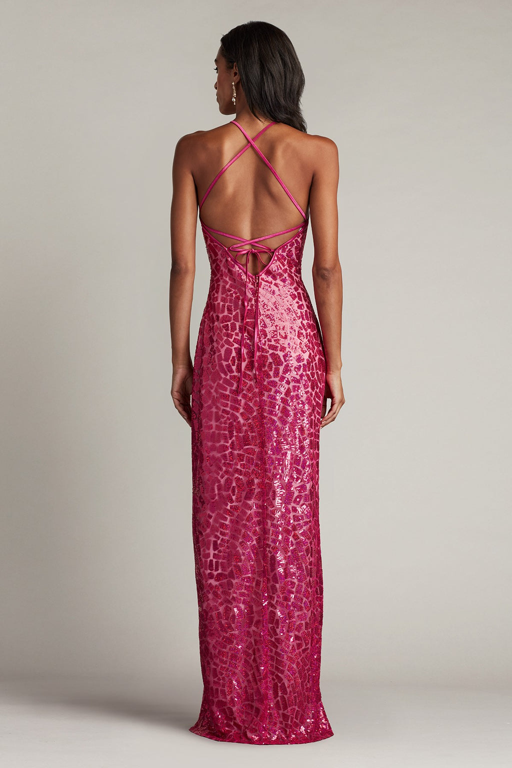 Koda Animal Sequin Halter Gown