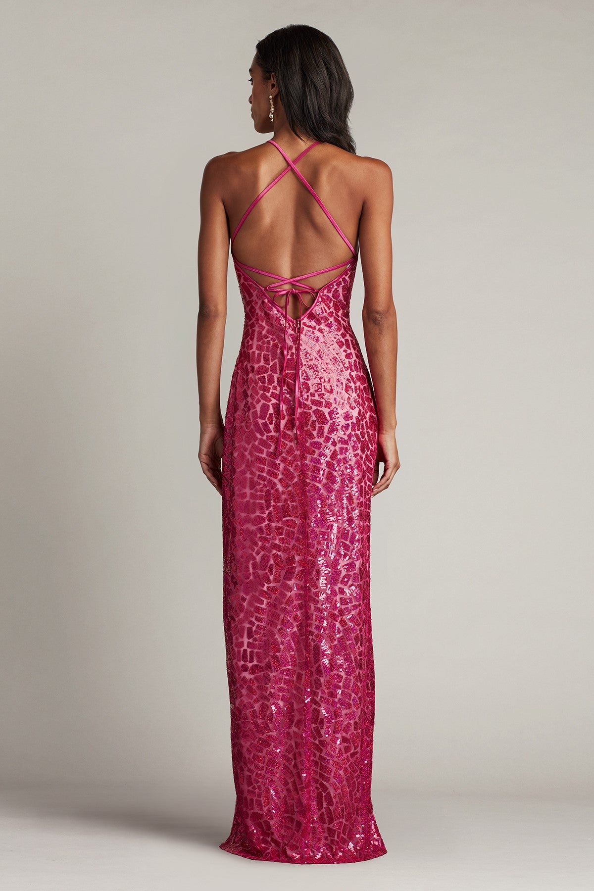 plunging halter maxi dress Sparkly Halter Sequin Cocktail Dresses Pink A-line Homecoming Dress Y4 –  Simplepromdress main image 0