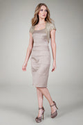 Stretch Satin Dress in Golden Sand