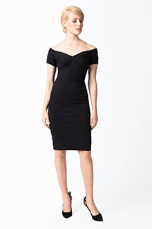 Off Shoulder Jersey Dress in Black