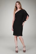 Draped One Shoulder Dress in Black