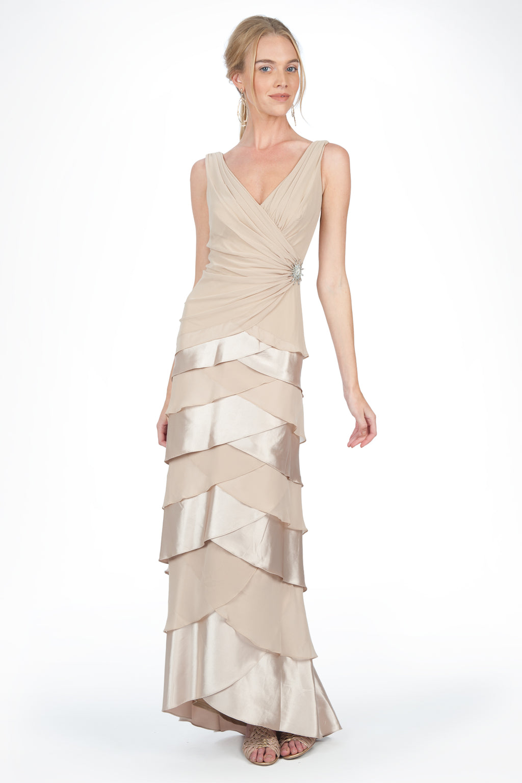 Tiered Gown in Champagne