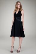 Chiffon Pleated Halter Dress in Black