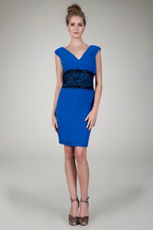 Shutter Pleat Dress in Electric Blue