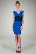 Shutter Pleat Dress in Electric Blue