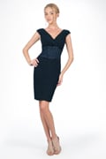 Shutter Pleat Dress in Navy