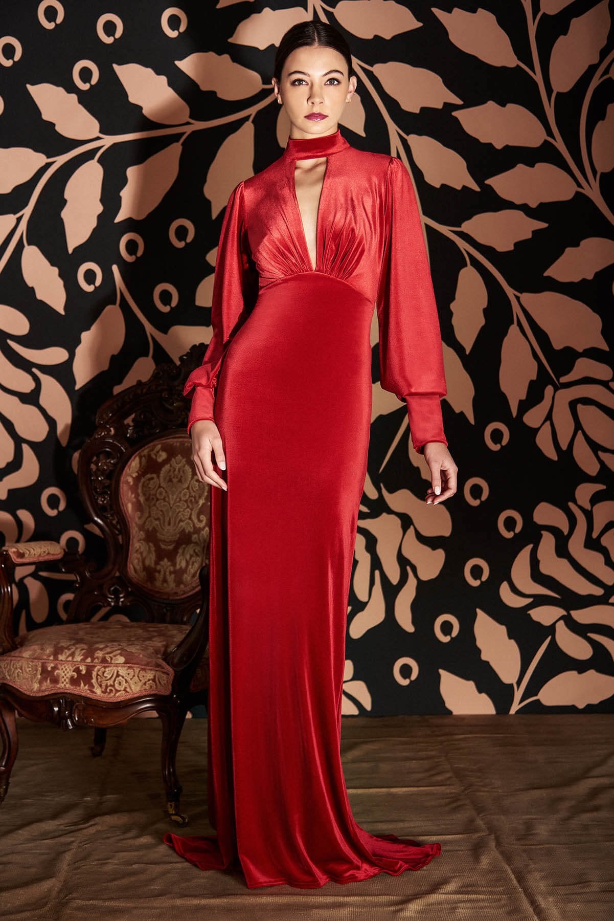 Tadashi Shoji - Uriza Velvet Open-Back Gown