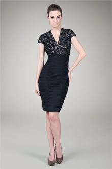 Sequin Lace Cocktail Dress in Black / Nude