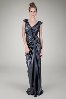 Draped Metallic Jersey Gown in Shadow