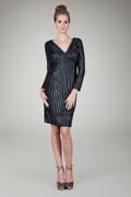 Longsleeve Dress with Metallic Piping in Shadow