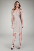 Metallic Pintuck Dress in Champagne