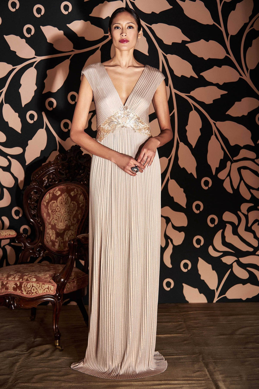 Tadashi Shoji - Neoma Metallic Pintuck Gown