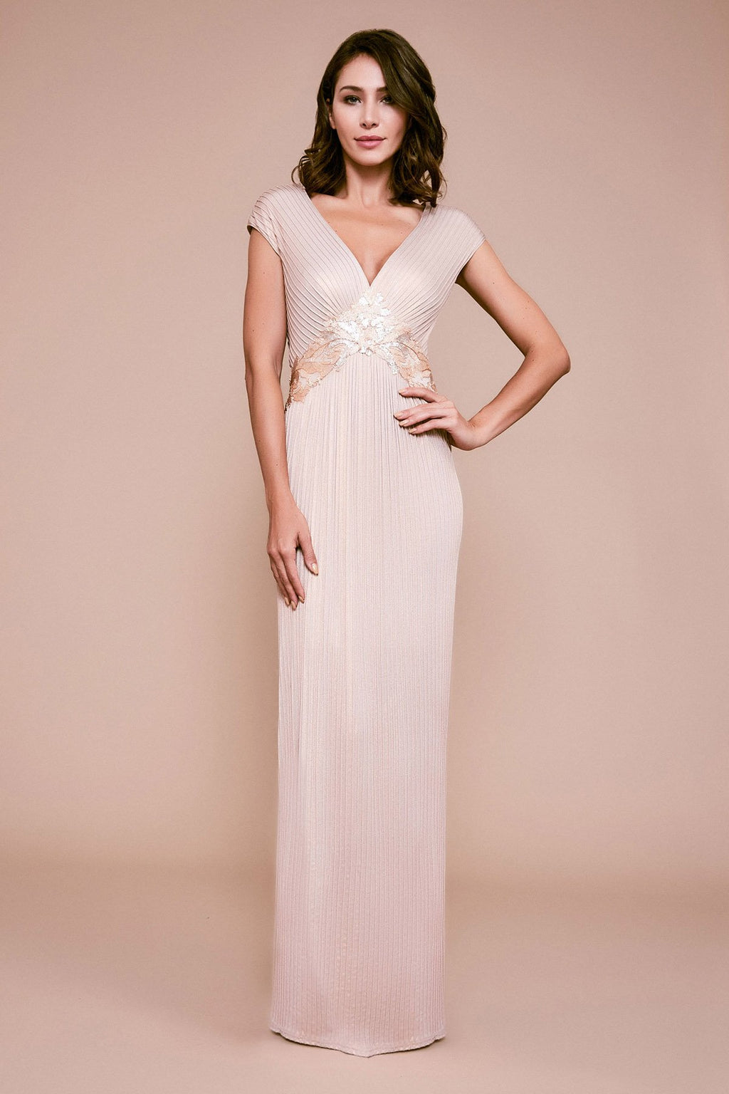 Tadashi Shoji - Neoma Metallic Pintuck Gown
