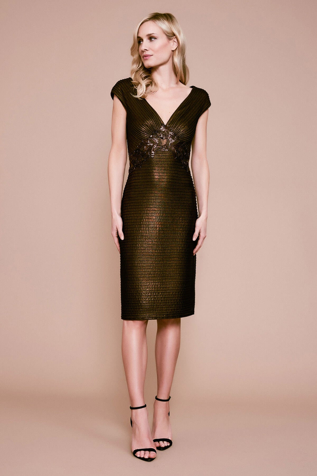 Tadashi Shoji - Chim Metallic Pintuck Dress