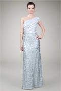 Cut Out Paillette One Shoulder Gown in Antique