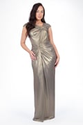 Luxe Jersey Draped Gown in Smoke Pearl