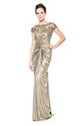 Ruched Front Metallic Jersey Gown