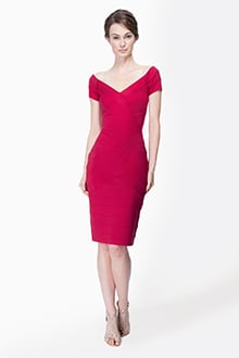 Off Shoulder Jersey Dress in Claret