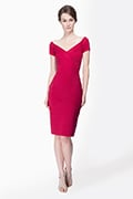 Off Shoulder Jersey Dress in Claret