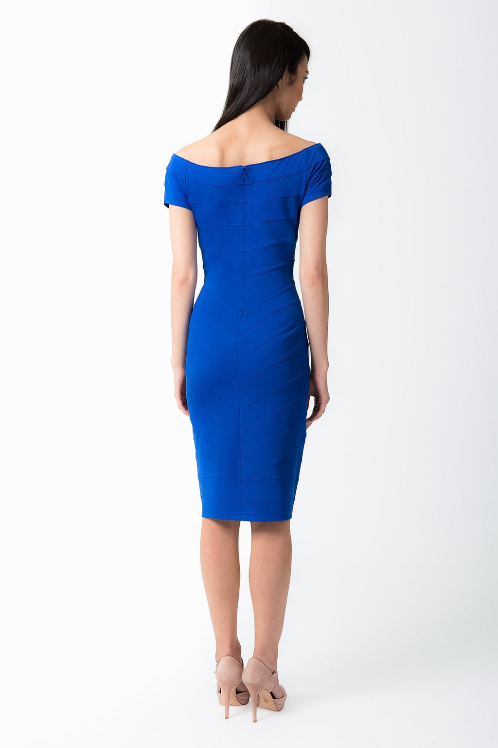 Off Shoulder Jersey Dress in Ultramarine