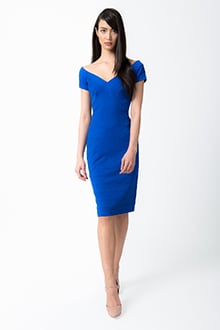 Off Shoulder Jersey Dress in Ultramarine