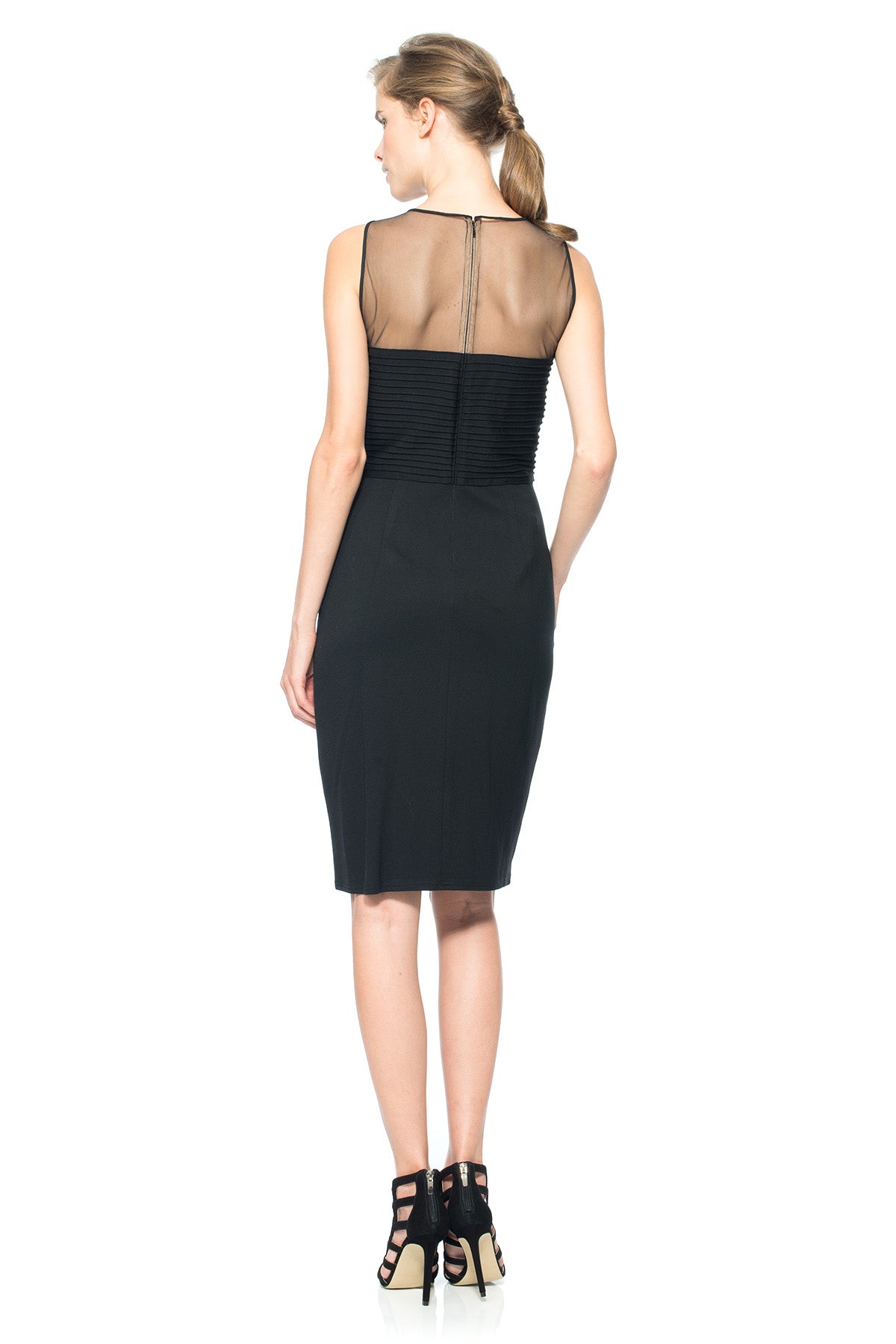 Sweetheart Jersey Sheath with Illusion Neckline