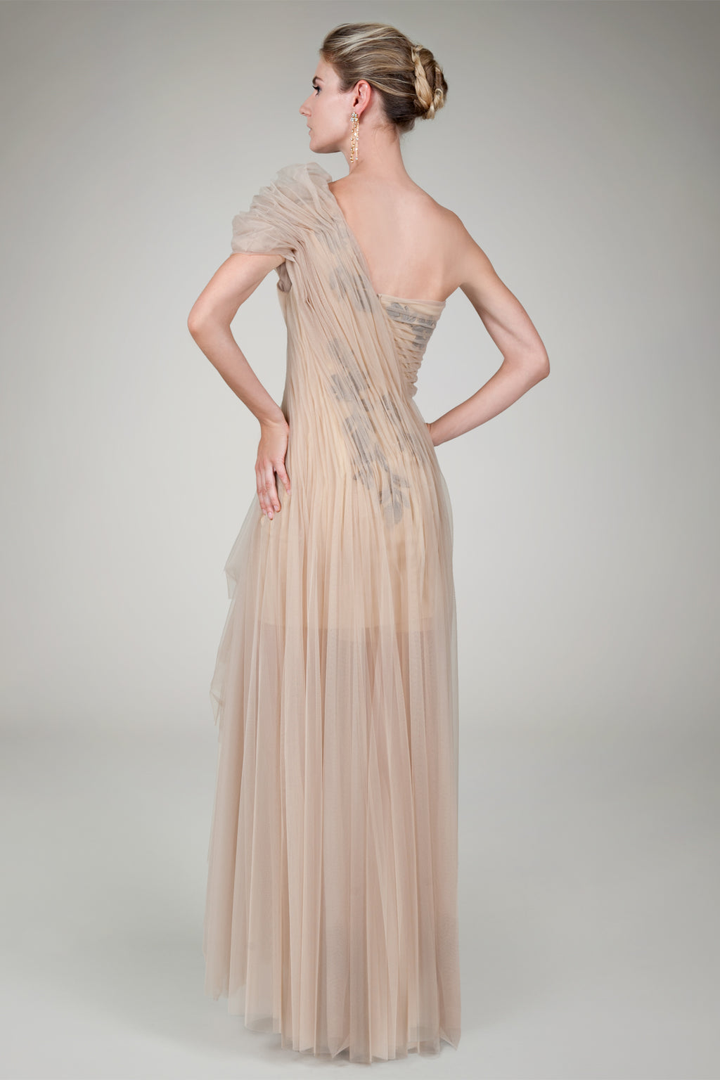 Hand Cut Floral Evening Gown in Willow