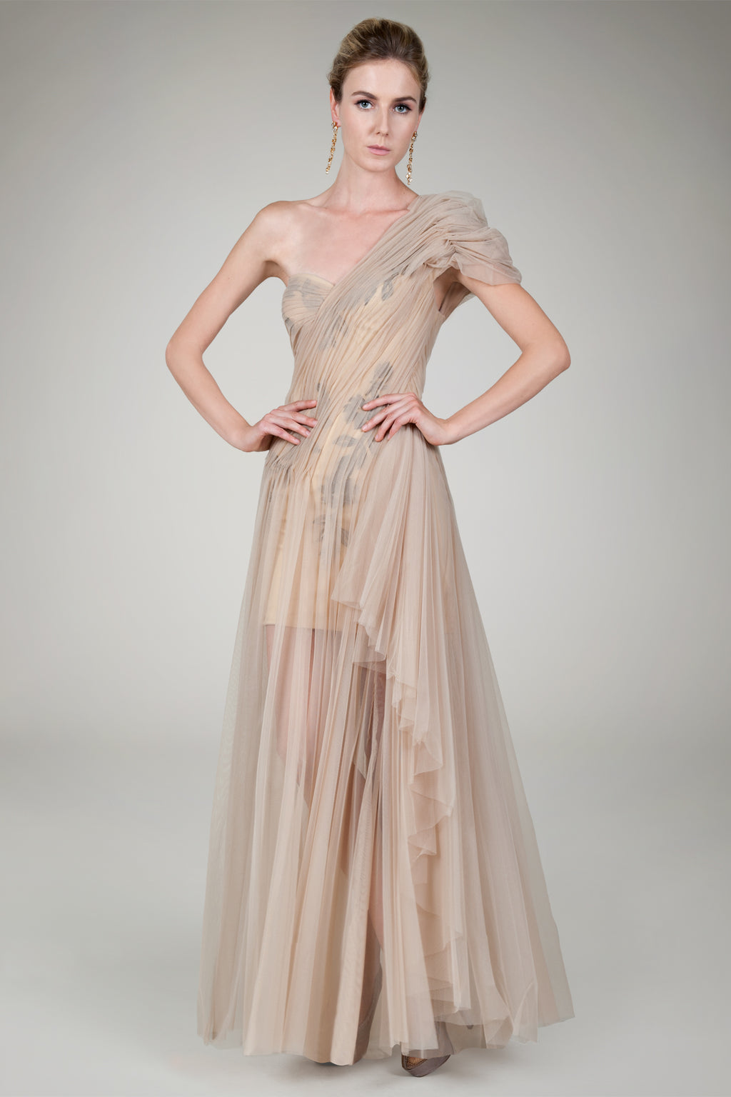 Hand Cut Floral Evening Gown in Willow