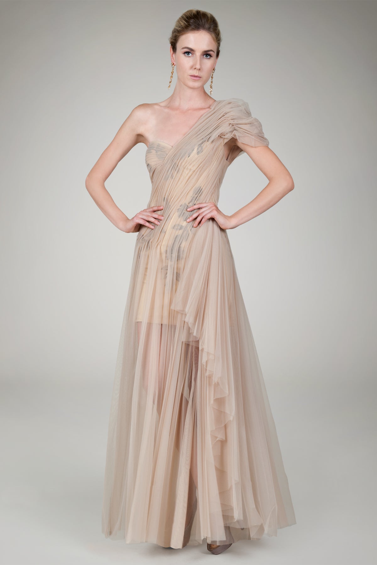 Hand Cut Floral Evening Gown in Willow