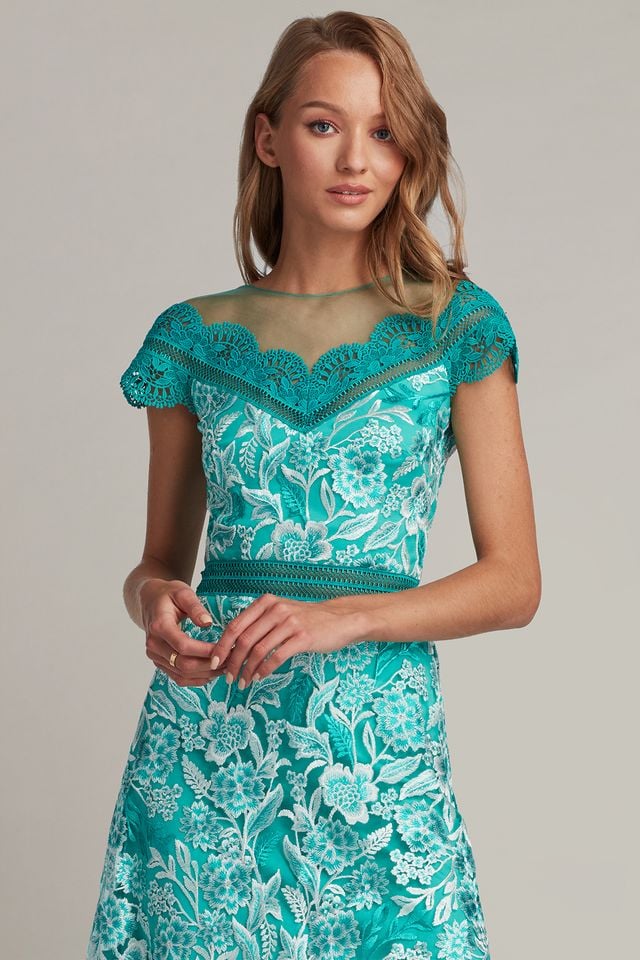 Nance Banded Scalloped Lace Dress