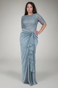 Beaded Iridescent Chiffon Gown in Opal Grey