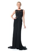 Beaded Crinkle Chiffon Gown