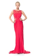 Beaded Crinkle Chiffon Gown