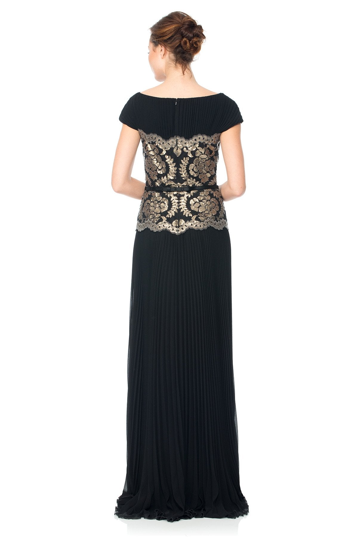 Pleated Chiffon Belted Gown