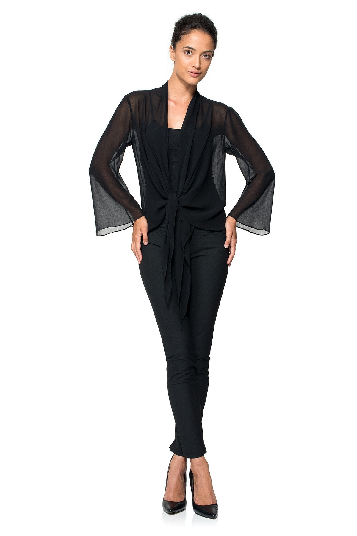 Tadashi Shoji - Georgette Tie-Front Evening Wrap