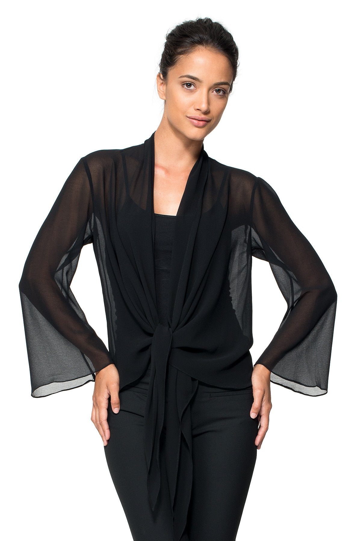 Tadashi Shoji - Georgette Tie-Front Evening Wrap