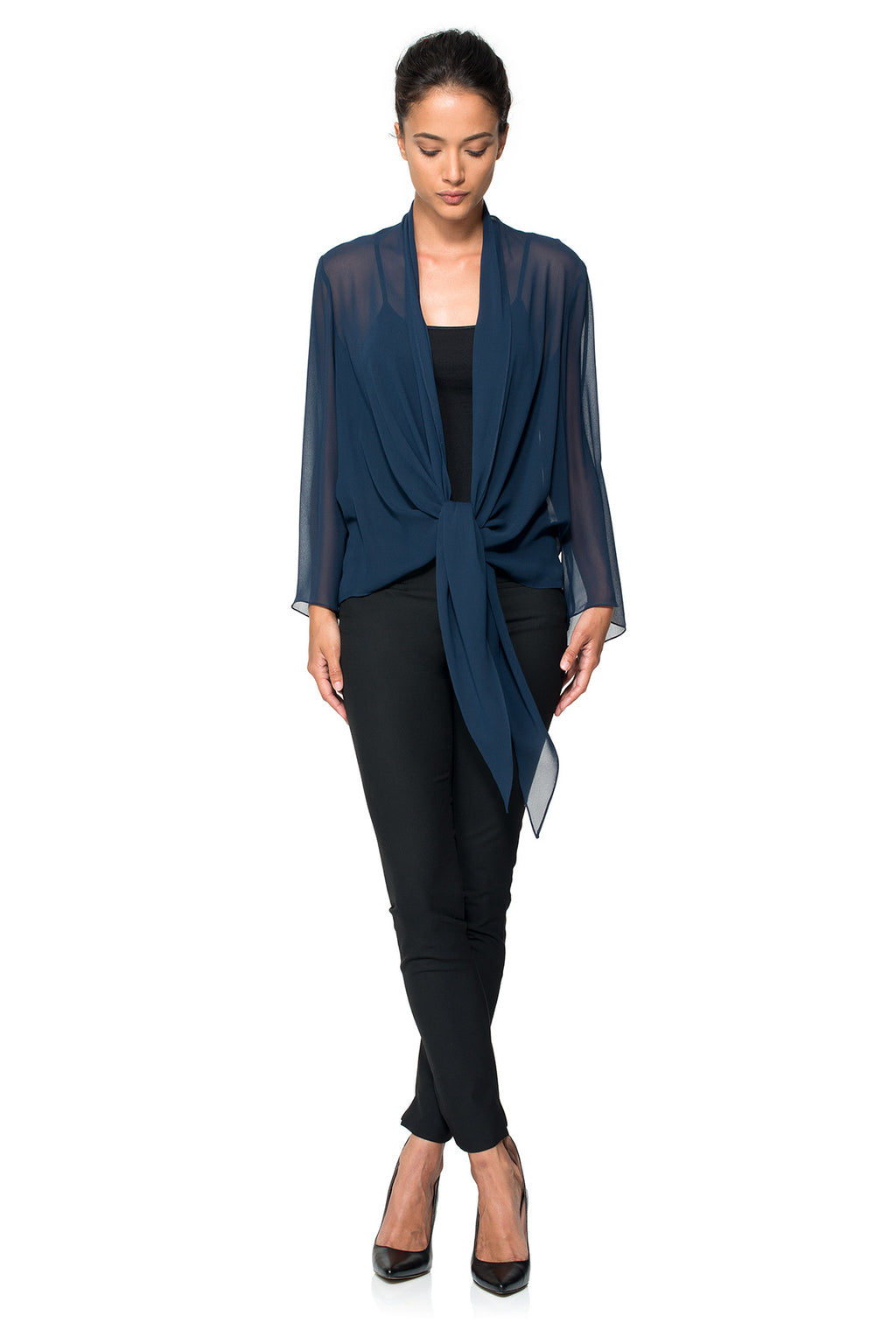 Tadashi Shoji - Georgette Tie-Front Evening Wrap