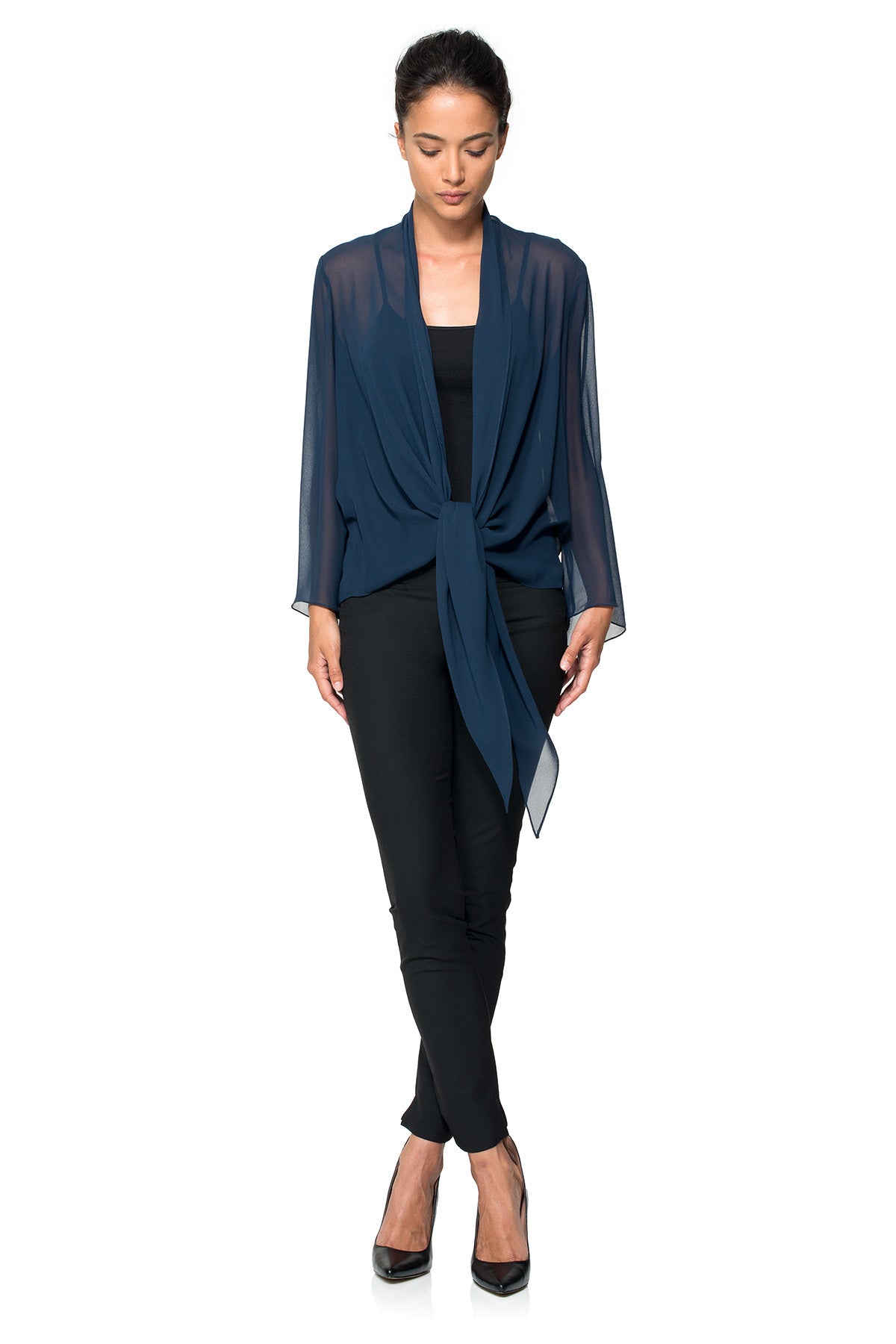 Tadashi Shoji - Georgette Tie-Front Evening Wrap