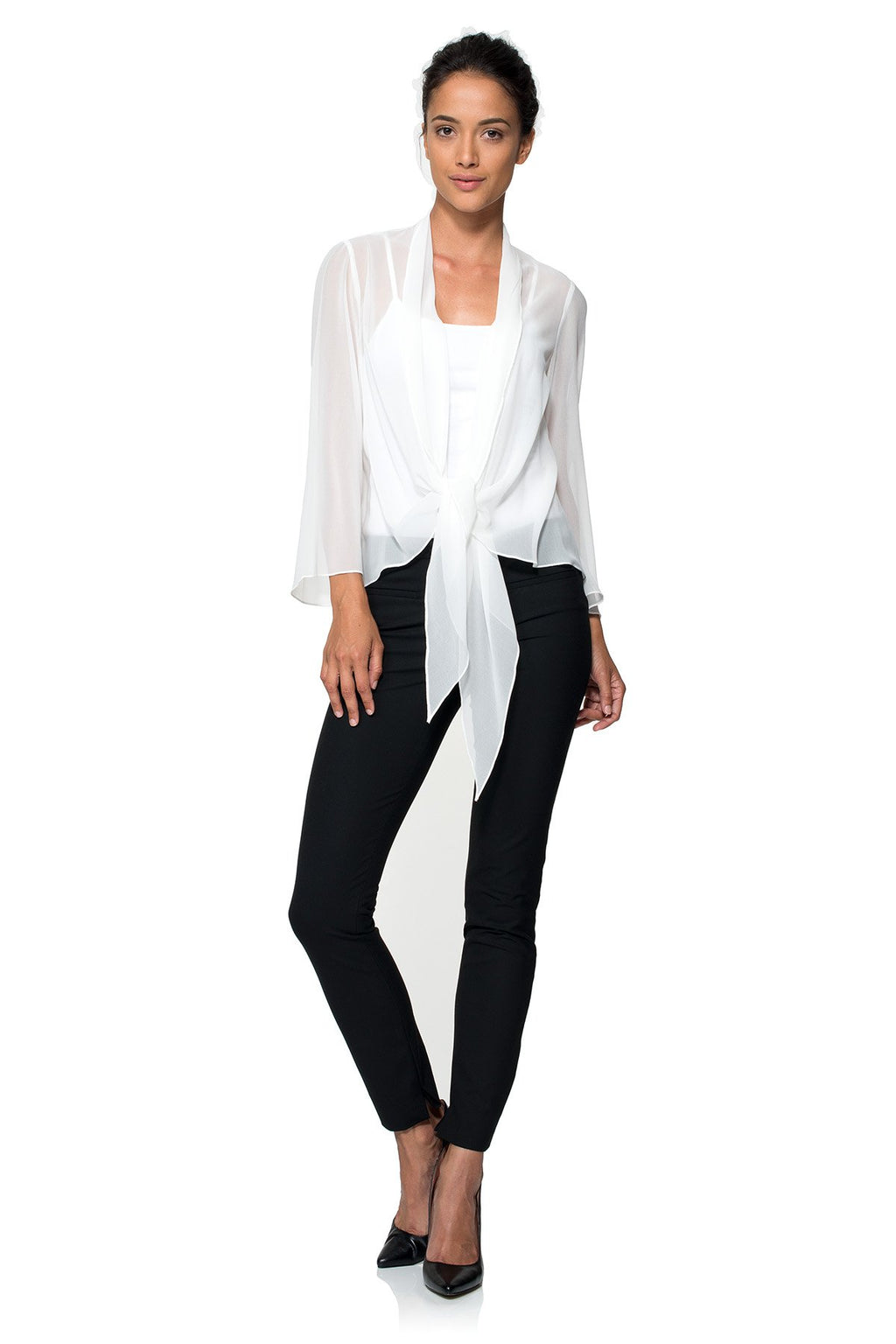 Tadashi Shoji - Georgette Tie-Front Evening Wrap