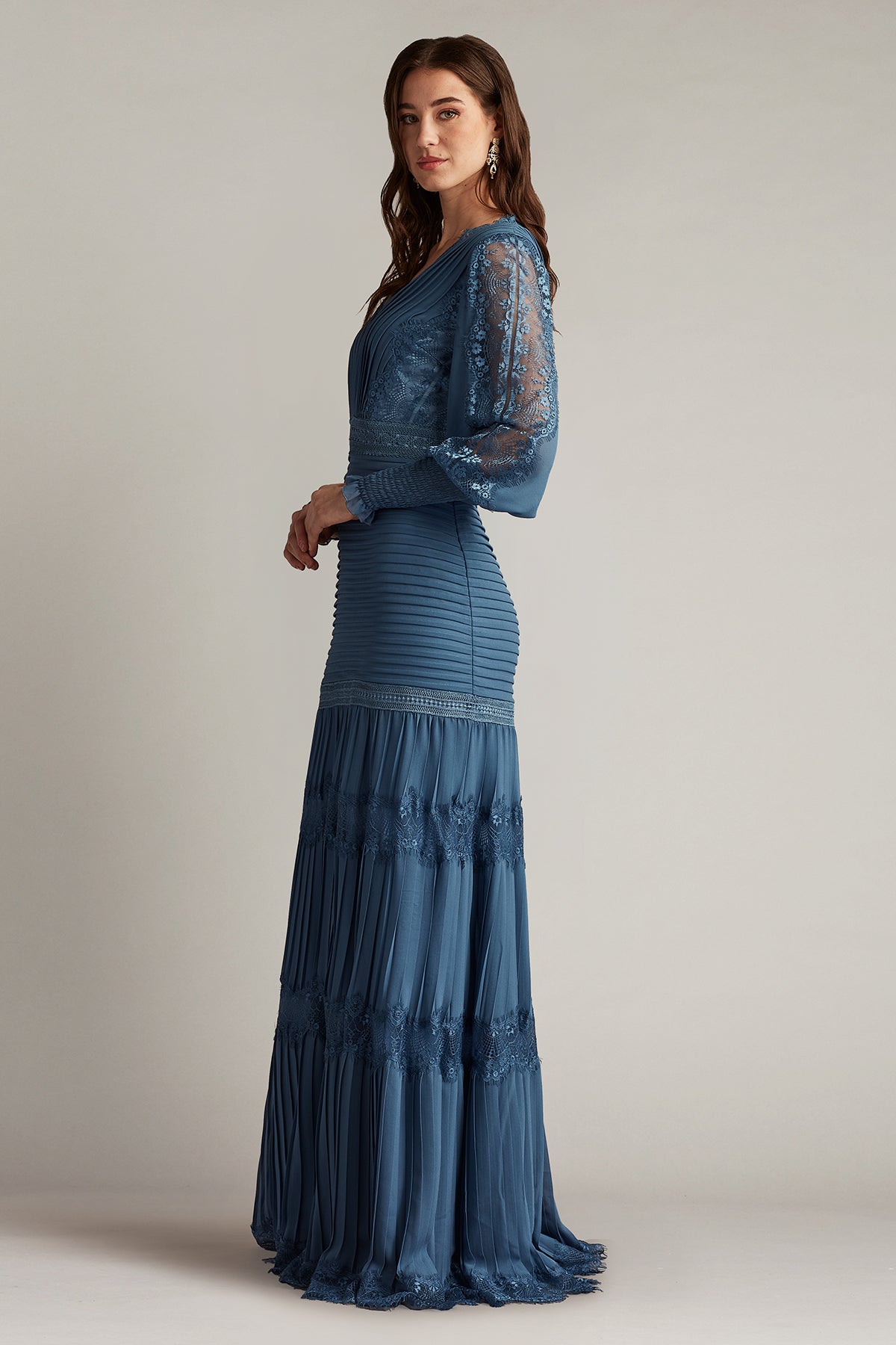 Nyssa Bishop Sleeve Gown-SLATE – Tadashi Shoji Official Online
