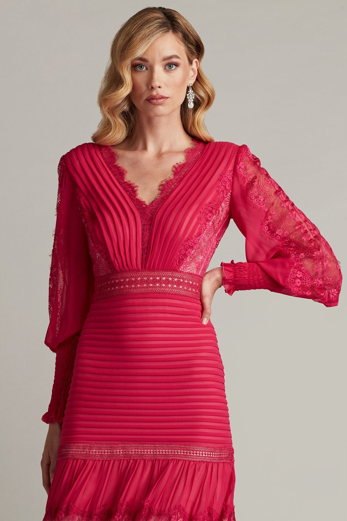 Nyssa Bishop Sleeve Dress FLAMI – Tadashi Shoji Official Online