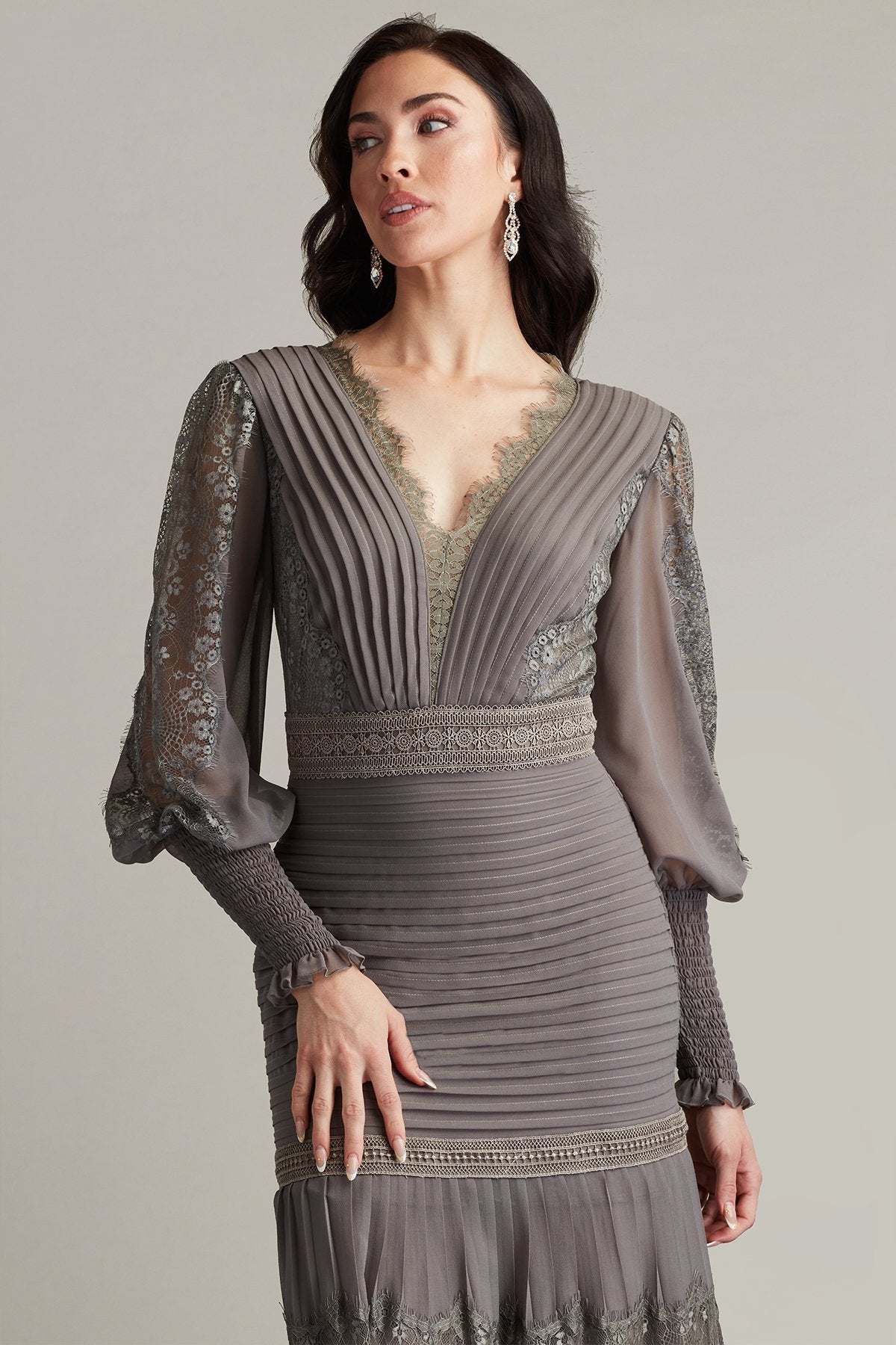 Nyssa Bishop Sleeve Dress GRPHT – Tadashi Shoji Official Online