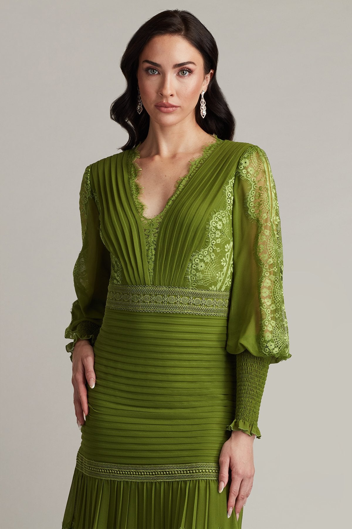 Nyssa Bishop Sleeve Dress IVY – Tadashi Shoji Official Online Boutique