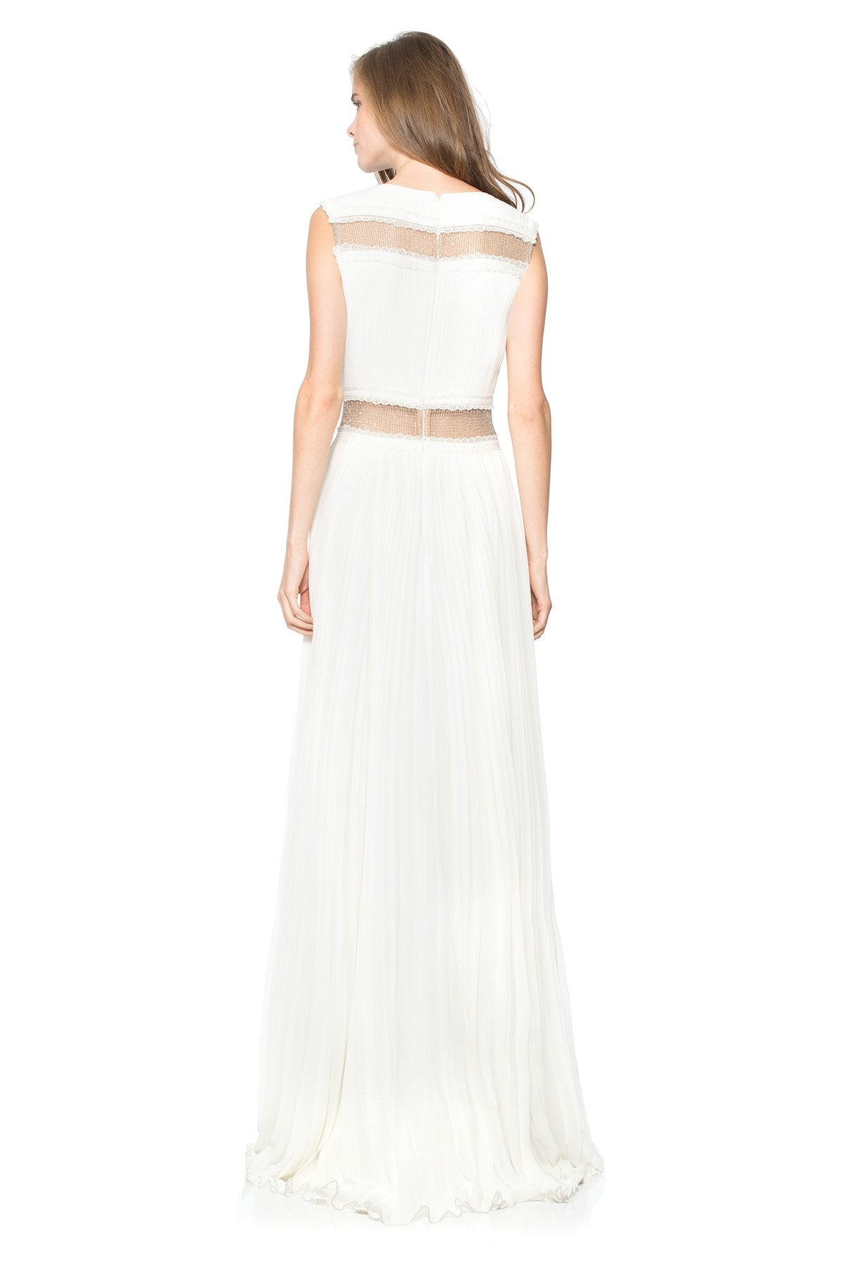 Sunburst Pleated Georgette Gown