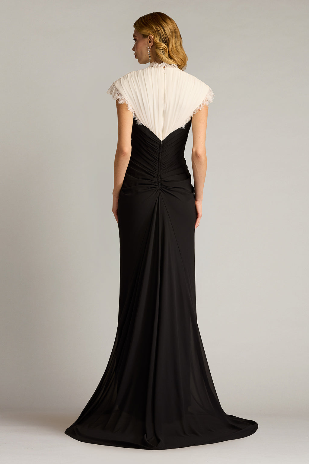 Amelie Lace Trim Chiffon Gown